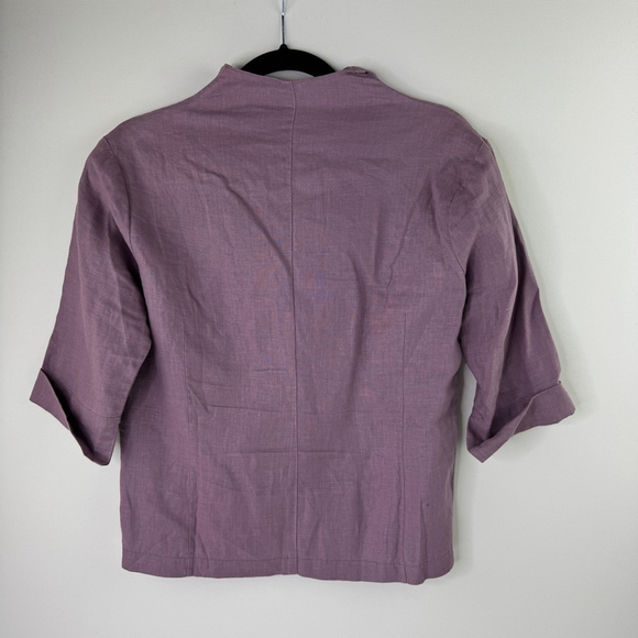 Vivian Shyu Dusty Rose Short Sleeve Linen Three Button Lightweight Blazer - Picture 8 of 8